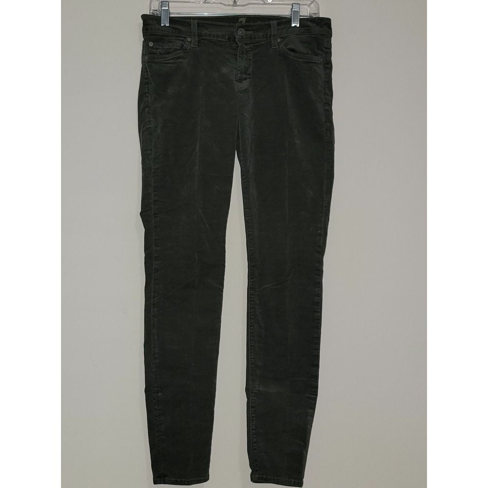 7‎ For All Mankind The Skinny Corduroy Pants Olive Green Women's Size 30
